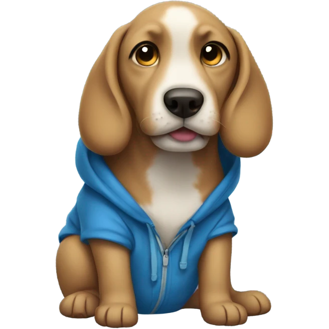 Dog wearing blue hoodie emoji