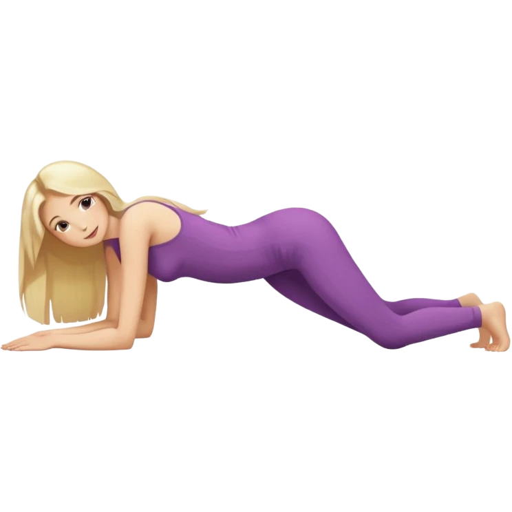 view from the back, fair skinned naked woman, thin, long blond hair, on all fours, hips high up, shoulder lying flat on the floor emoji