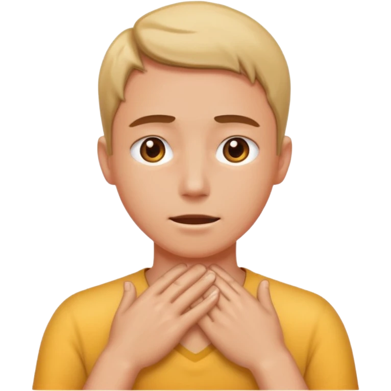 Person sweating with hands around neck emoji