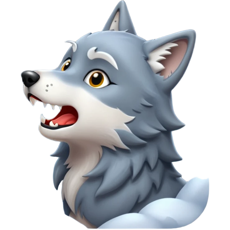Wolf howling at moon, cartoon emoji, night theme, no background emoji