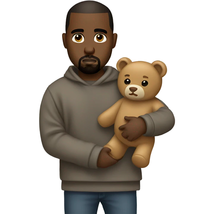 Kanye West holding a teddy bear emoji