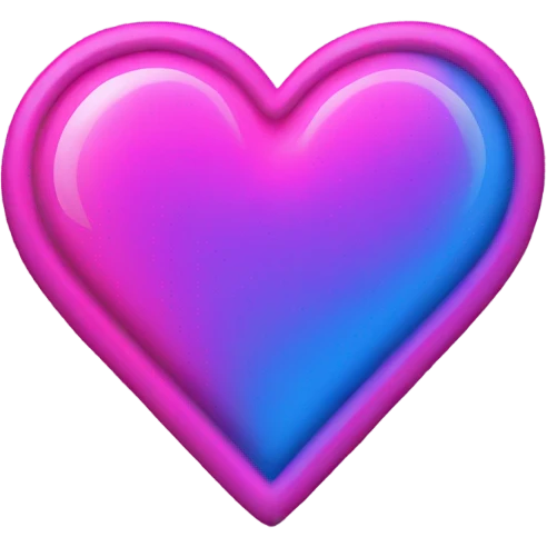 Neon pink and blue heart emoji
