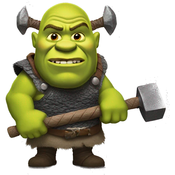 Shrek with thors hammer emoji
