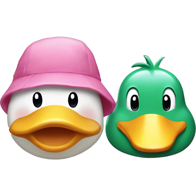 duck and dino with hello kitty hats emoji