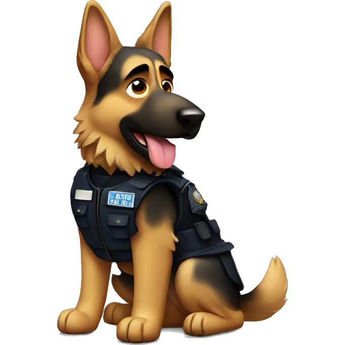 German shepherd with police vest emoji