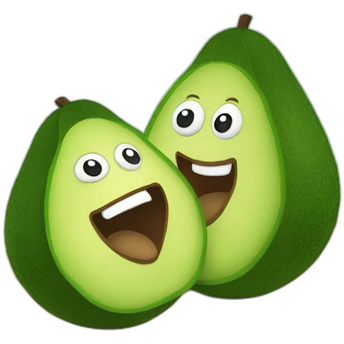 Fluffy stuffed avocados are having a dance battle. emoji