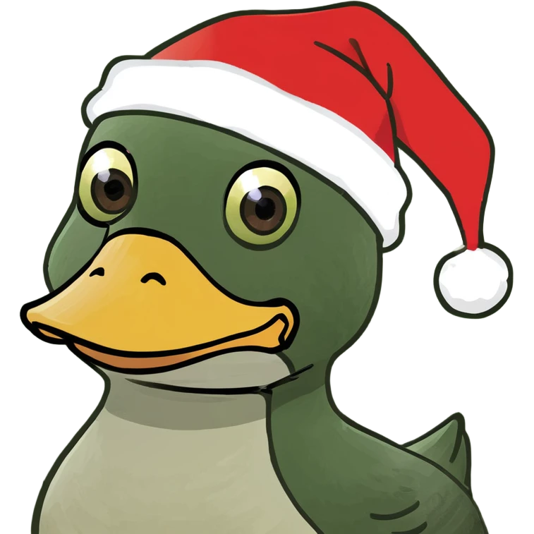 A duck with a Christmas hat on emoji