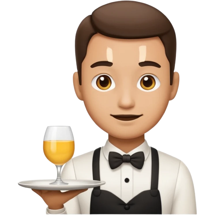 Tepsi ile Garson, emoji style, with clean lines, no face on objects, white background emoji