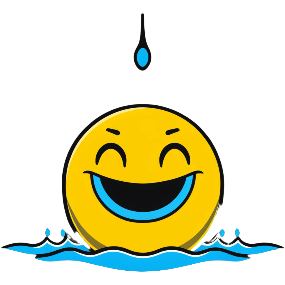 scared smiley face being drowned with so much water emoji