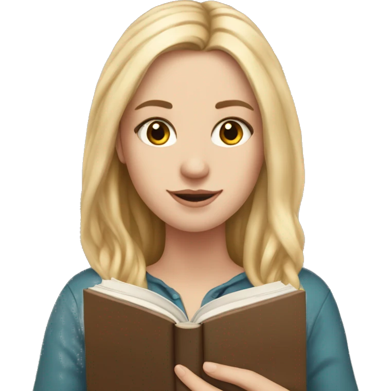 white girl, long blonde  hair, book in hand emoji