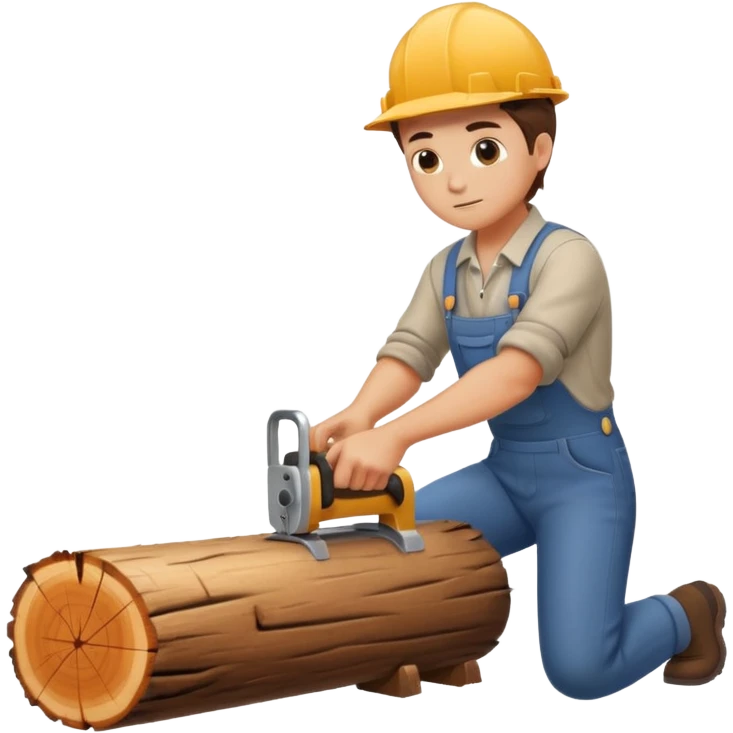человек пилит бревно emoji
