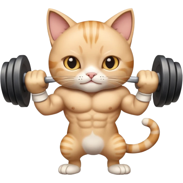 a cat has huge biceps and is doing bicep curls  emoji