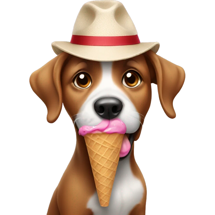 Dog with hat licking ice cream emoji