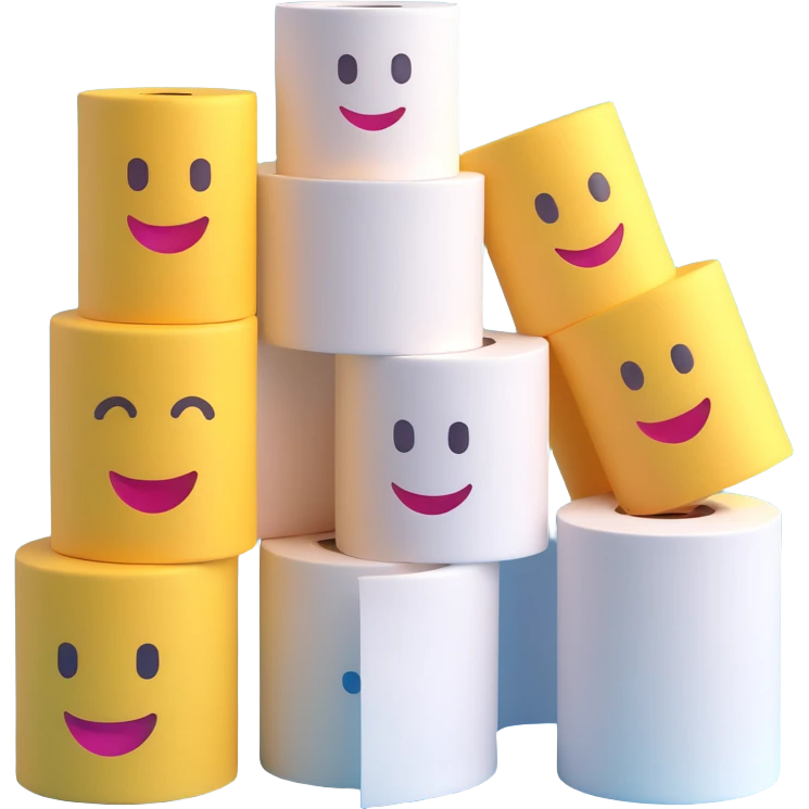stacked toilet paper rolls 3D emoji style emoji