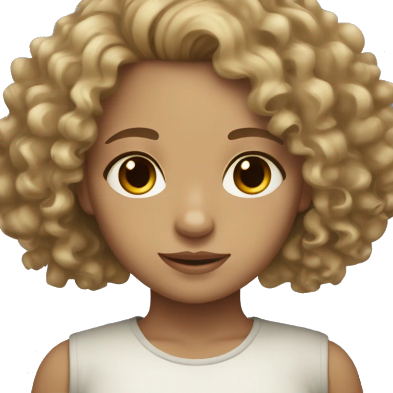 dark blond curly haired girl with pale olive skin big beautiful brown eyes emoji