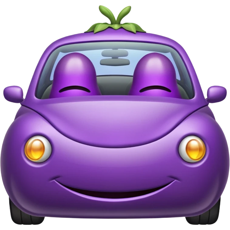 An eggplant in a car emoji