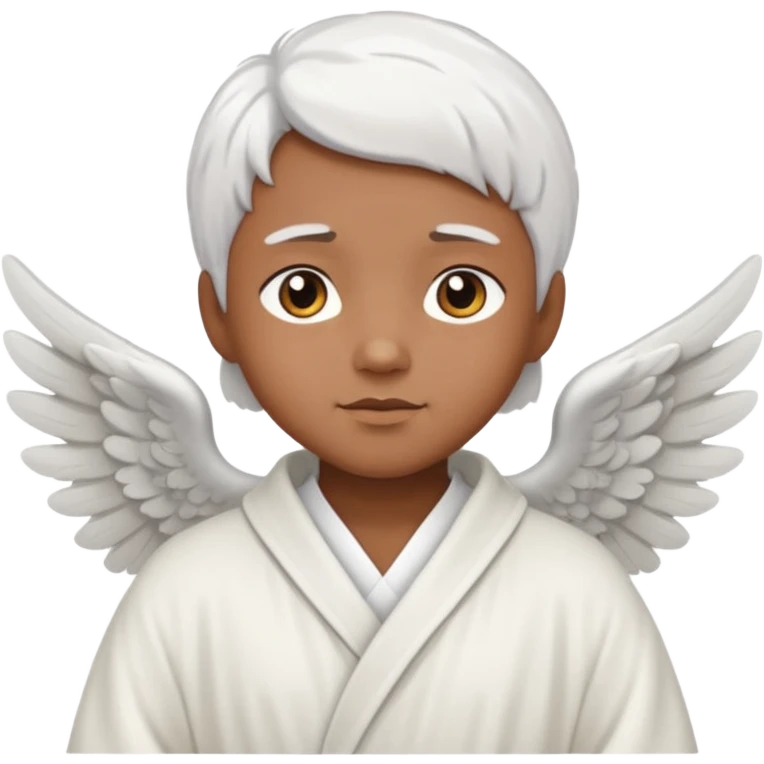angel with brown skin, short white hair emoji
