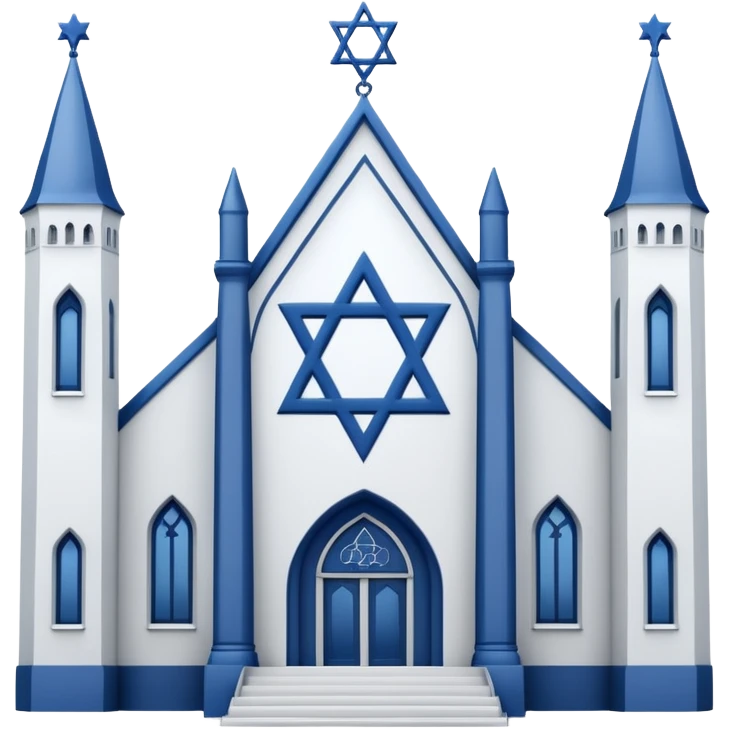 reform jewish synagogue similar to historical religious architecture in europe. the building should be white in color, feature gothic architectural elements and star of david as main symbol. no crosses, no christian symbols, no blue colors and no visual associations with israel. ios style. emoji