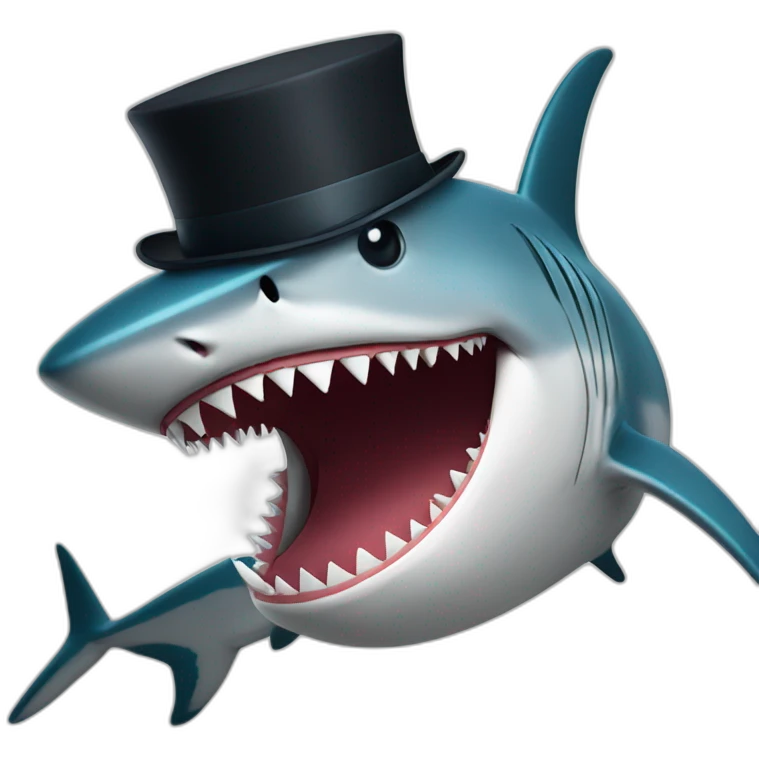 Shark with a top hat emoji