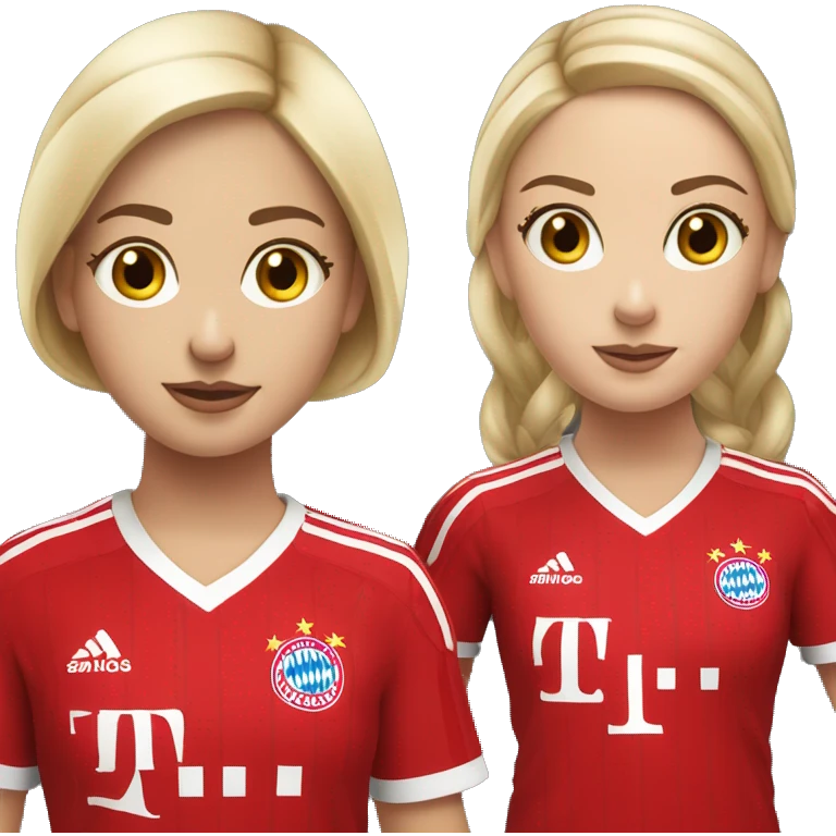 2 blonde girls in a Bayern Munich Trikot  emoji
