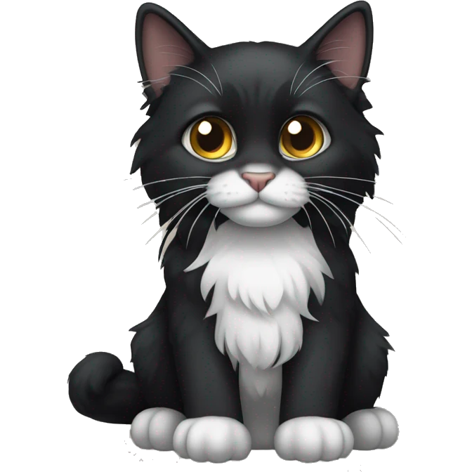 Black main coon cat with white chin emoji