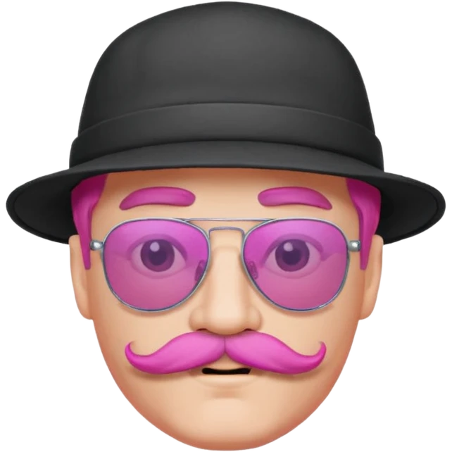 pink-haired mustache man with hat and sunglasses emoji