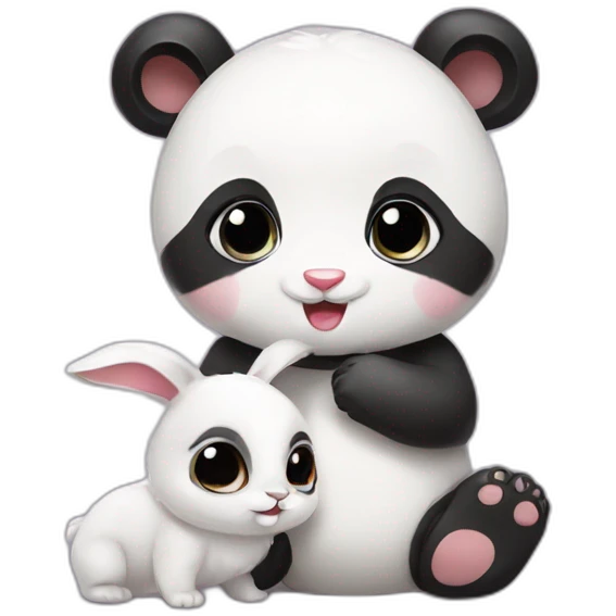 baby panda and baby bunny emoji