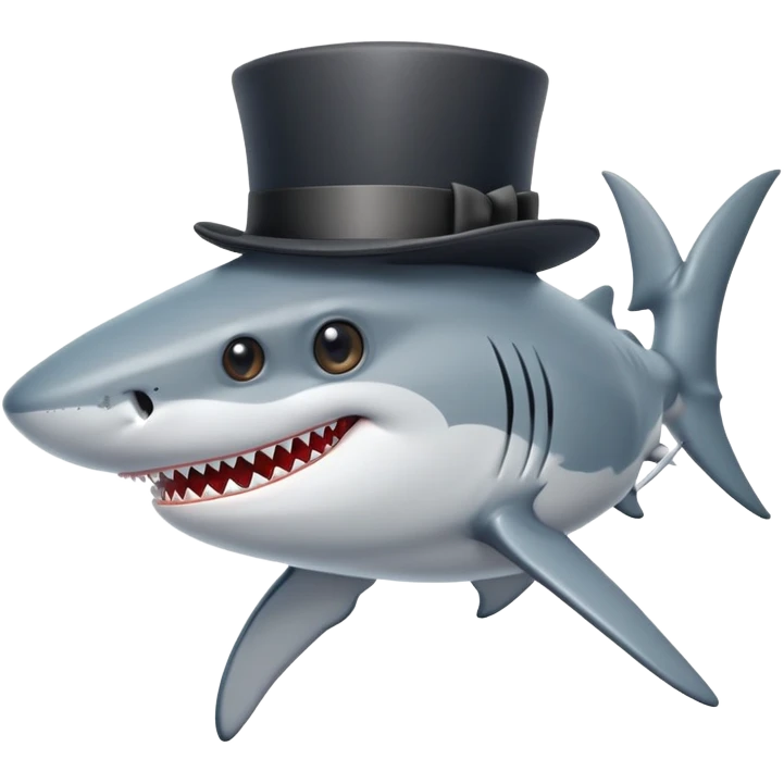 Shark with a top hat emoji