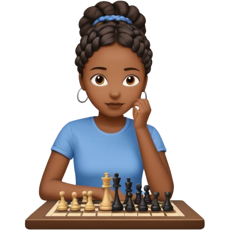 black girl with braid playing chess emoji