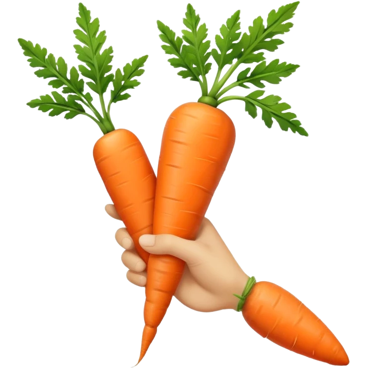 beige skin colored hand holding one long skinny carrot emoji