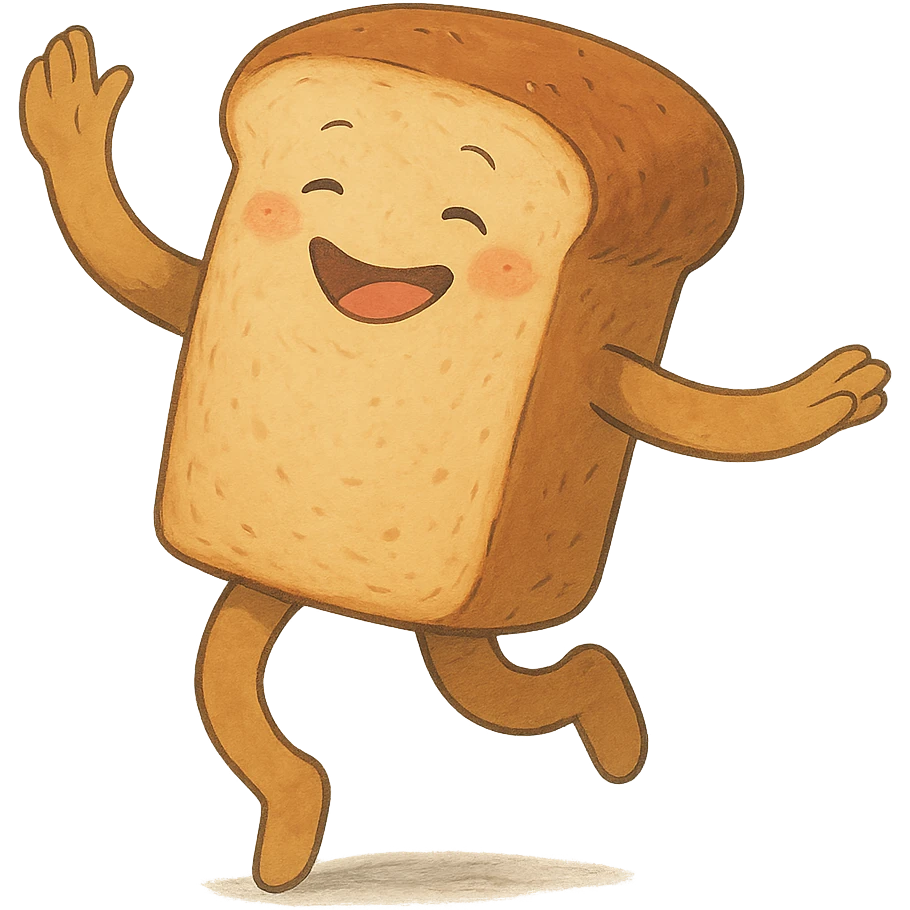 whimsical dancing bread in ghibli style emoji