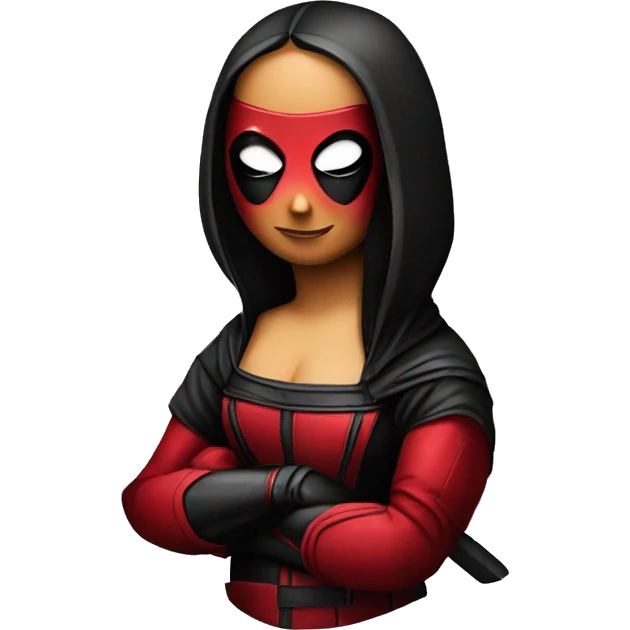 Mona Lisa wearing Deadpool mask emoji