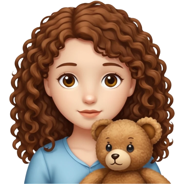 A Brown curly-haired Teddy and a girl with medium long hair emoji