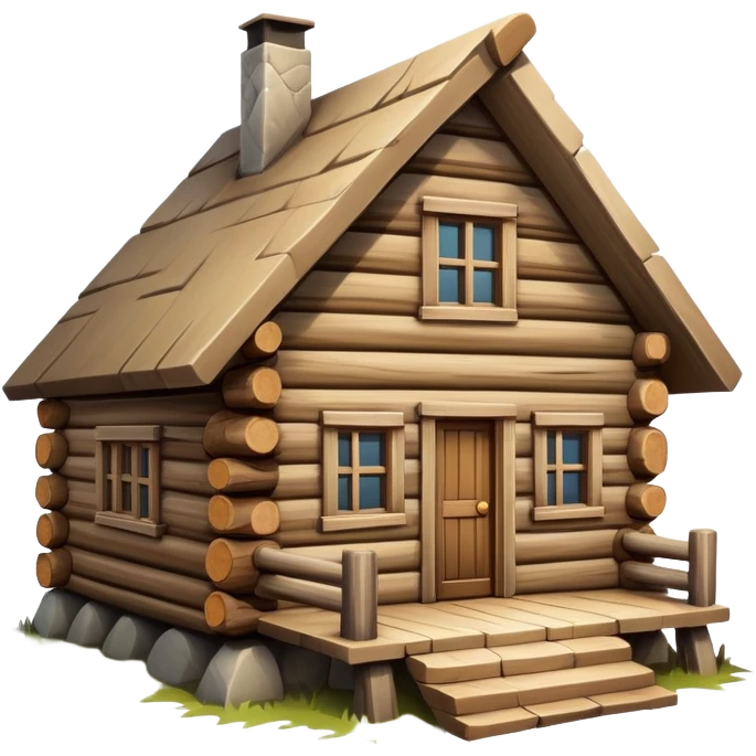 simple log house angled view emoji
