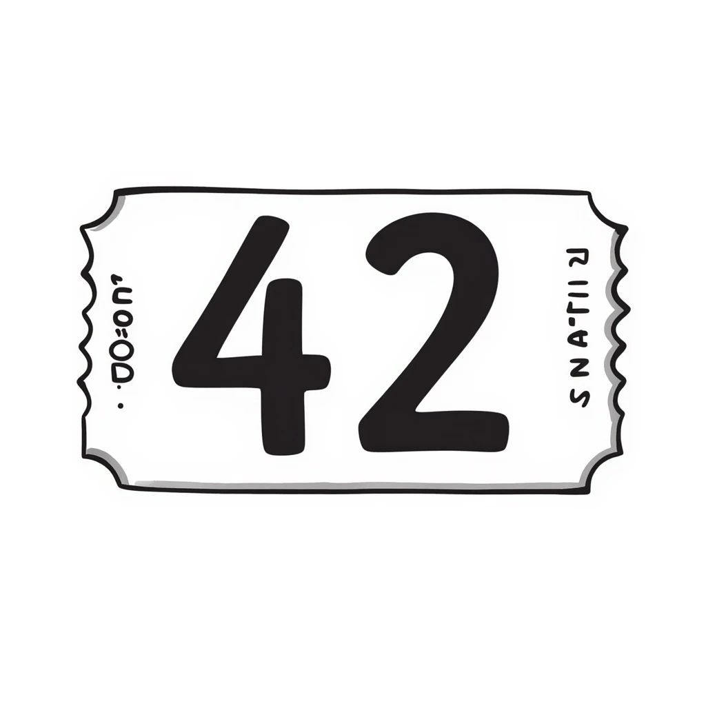 A raffle ticket with the number 42 clearly visible on it emoji
