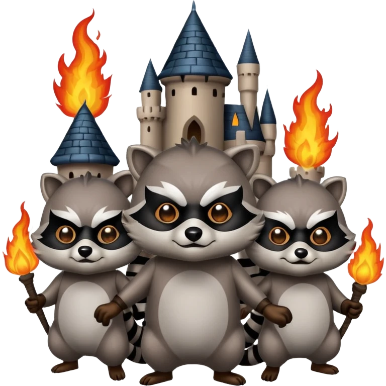 Raccoons burning multiple castles  emoji