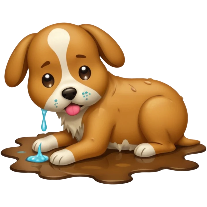 the dog is vomiting on the floor emoji