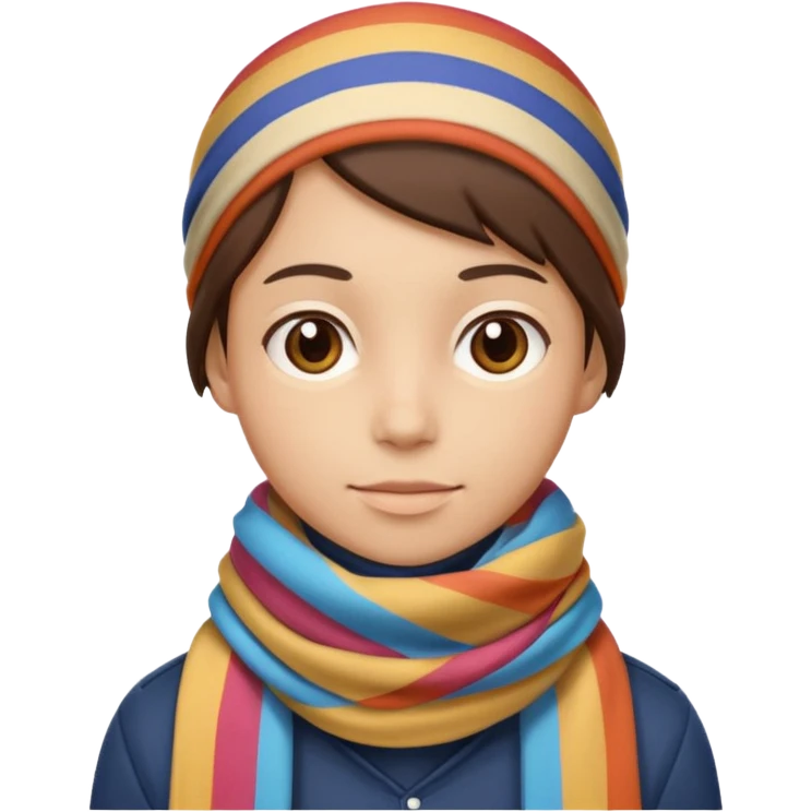 Character with striped Scarf emoji