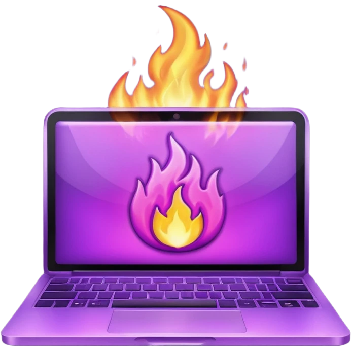 laptop in purple fire emoji