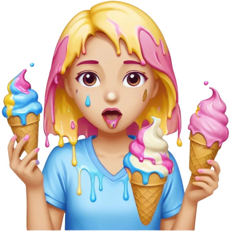 Girl throwing up ice cream emoji