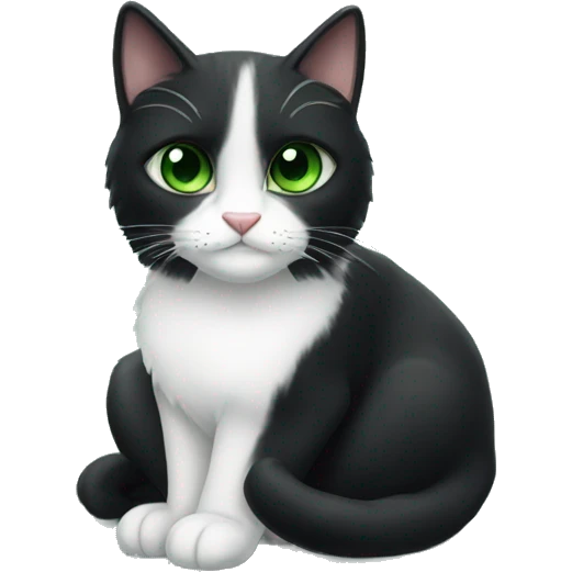 Tuxedo cat with green eyes emoji