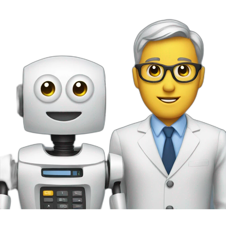 an accountant with friendly robot head emoji