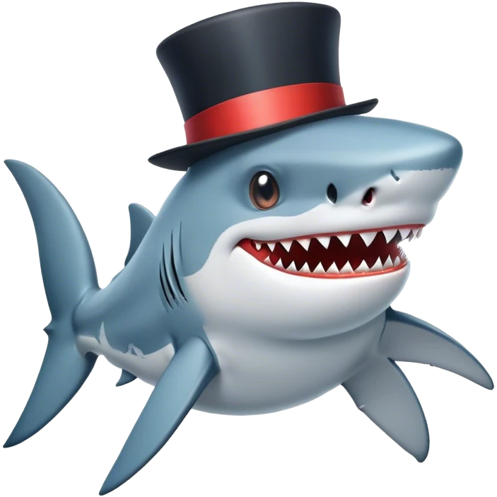 Shark with a top hat emoji