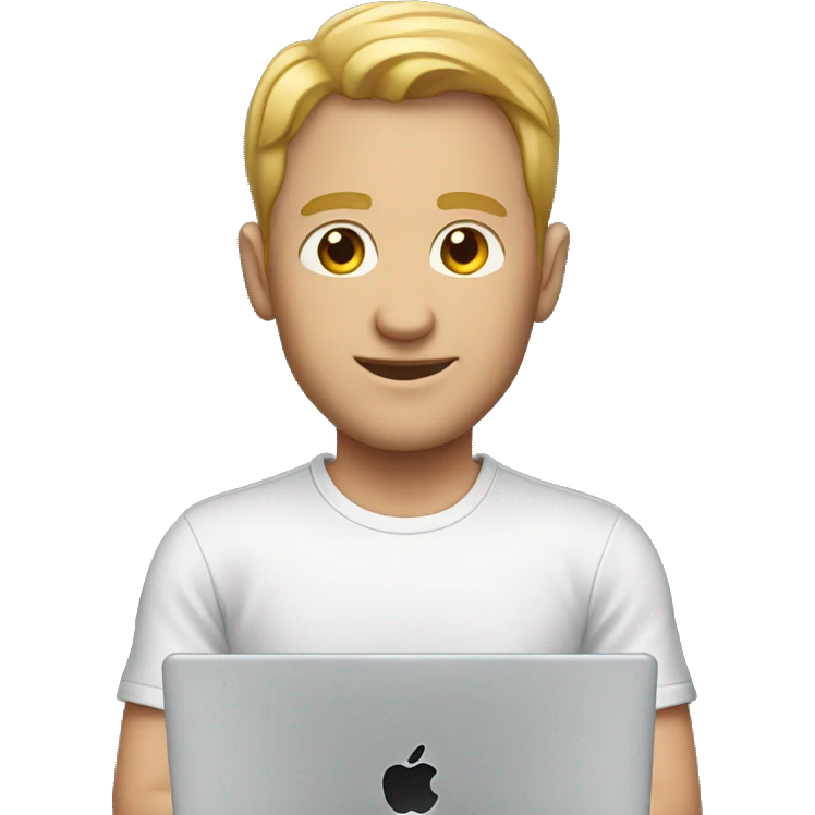white man with MacBook blac shirt emoji