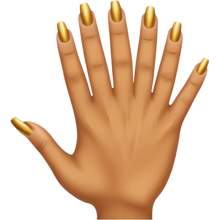 Tan skin hand with really short gold nails emoji