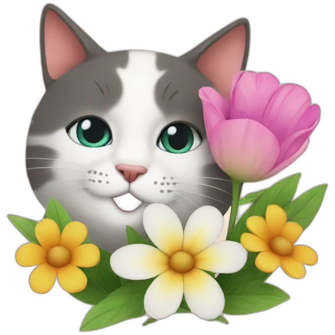 Flower with cat emoji