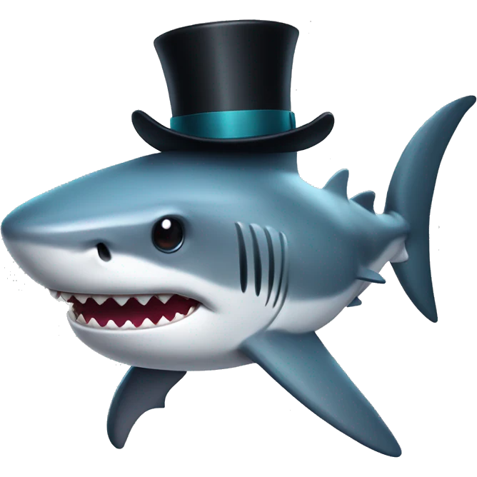 Shark with a top hat emoji
