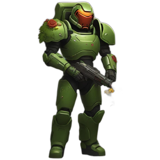 Doom slayer watering flowers emoji
