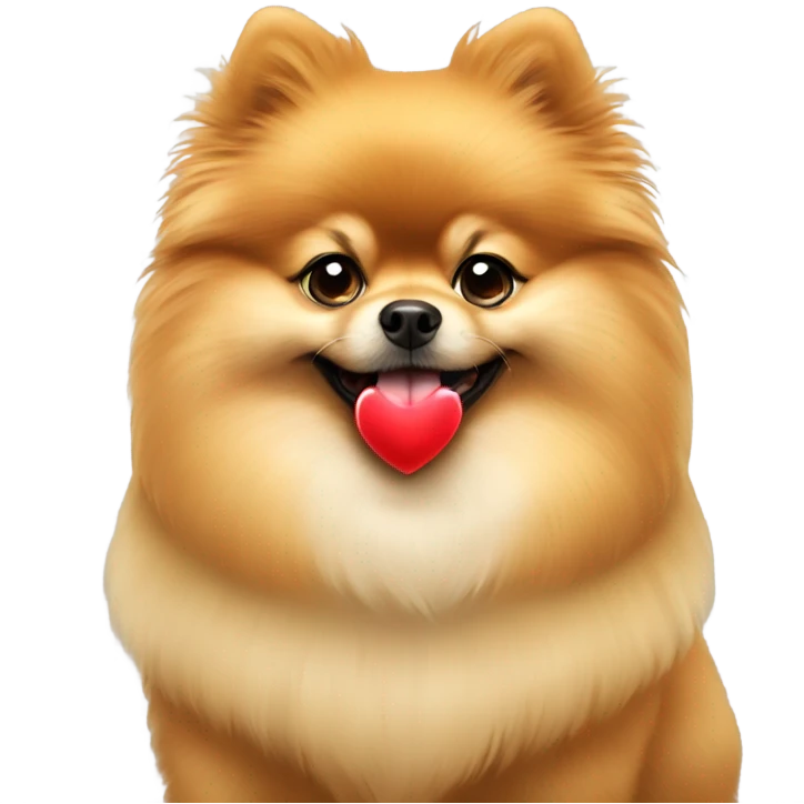 Pomeranian with a heart emoji