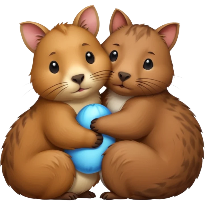 capybara and a cat cudding with each other emoji